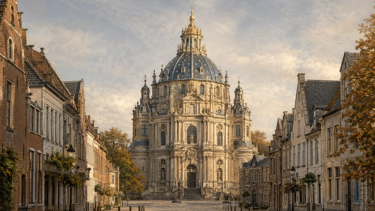 Illustration réaliste créée pour Orabel représentant Basilique de Scherpenheuvel