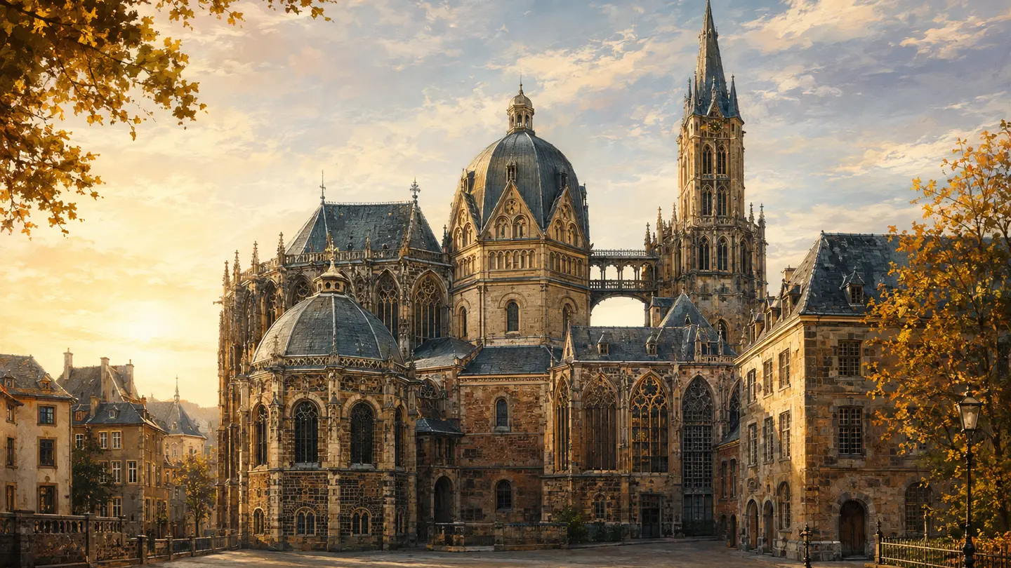 Illustration réaliste créée pour Orabel représentant Cathédrale d’Aix-la-Chapelle