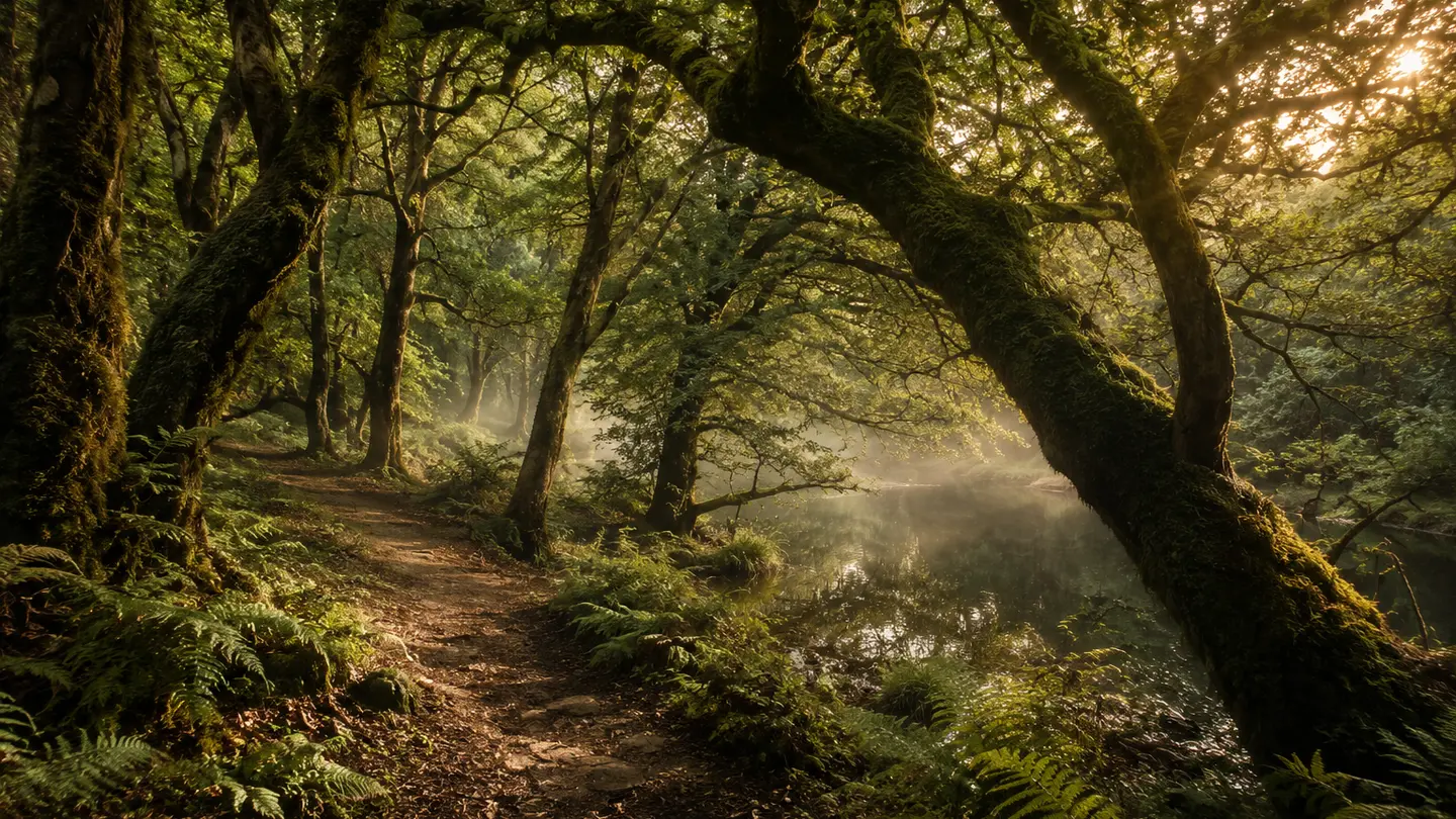 Illustration réaliste créée pour Orabel représentant Forêt de Brocéliande