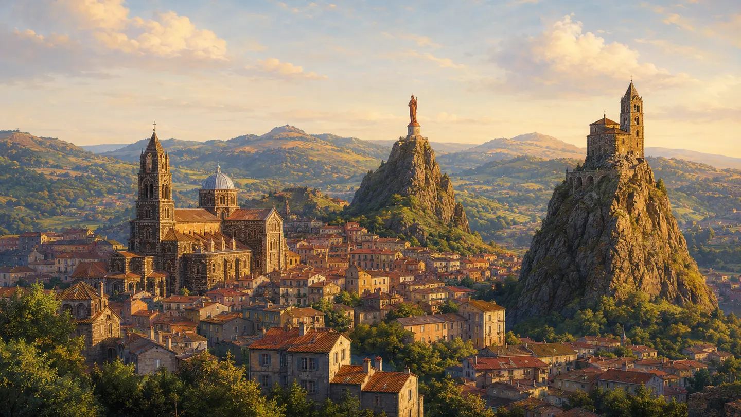 Illustration réaliste créée pour Orabel représentant Le Puy-en-Velay