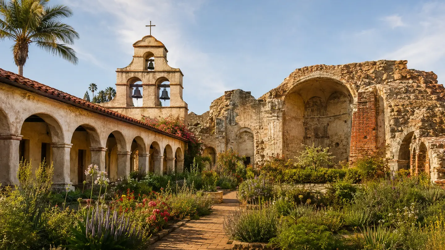 Illustration réaliste créée pour Orabel représentant Mission San Juan Capistrano