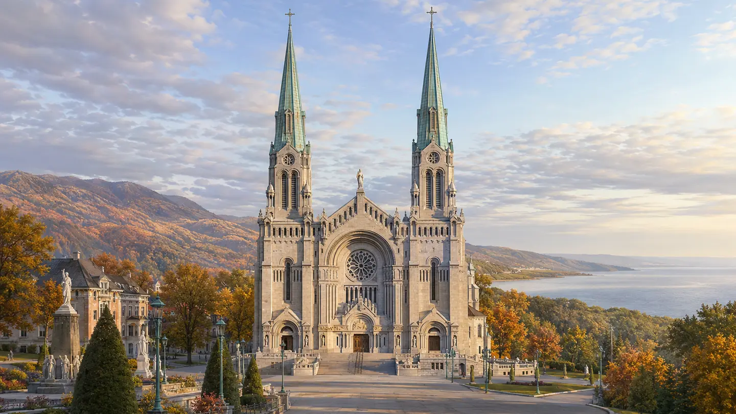 Illustration réaliste créée pour Orabel représentant Sanctuaire de Sainte-Anne-de-Beaupré
