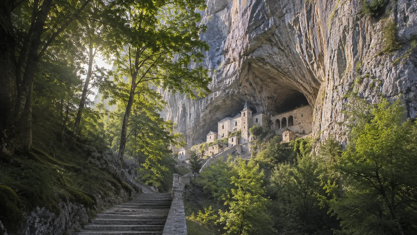 Illustration réaliste créée pour Orabel représentant Grotte de la Sainte-Baume