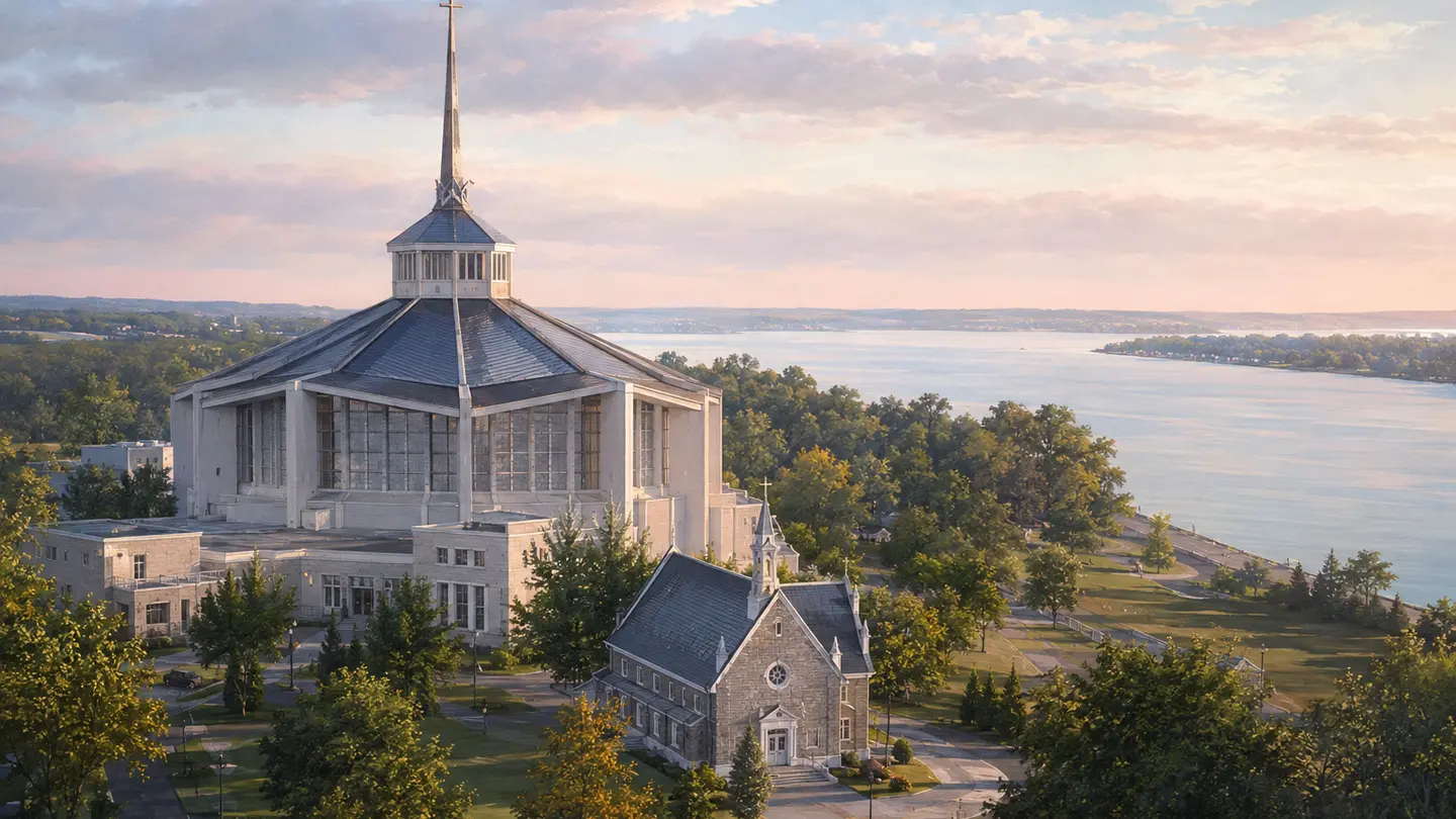 Illustration réaliste créée pour Orabel représentant Sanctuaire Notre-Dame-du-Cap