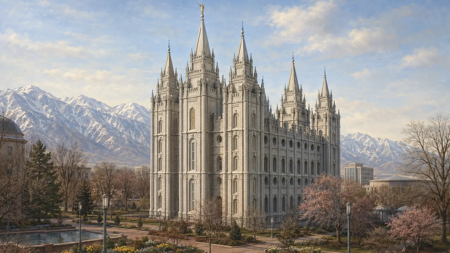 Illustration réaliste créée pour Orabel représentant Temple Square
