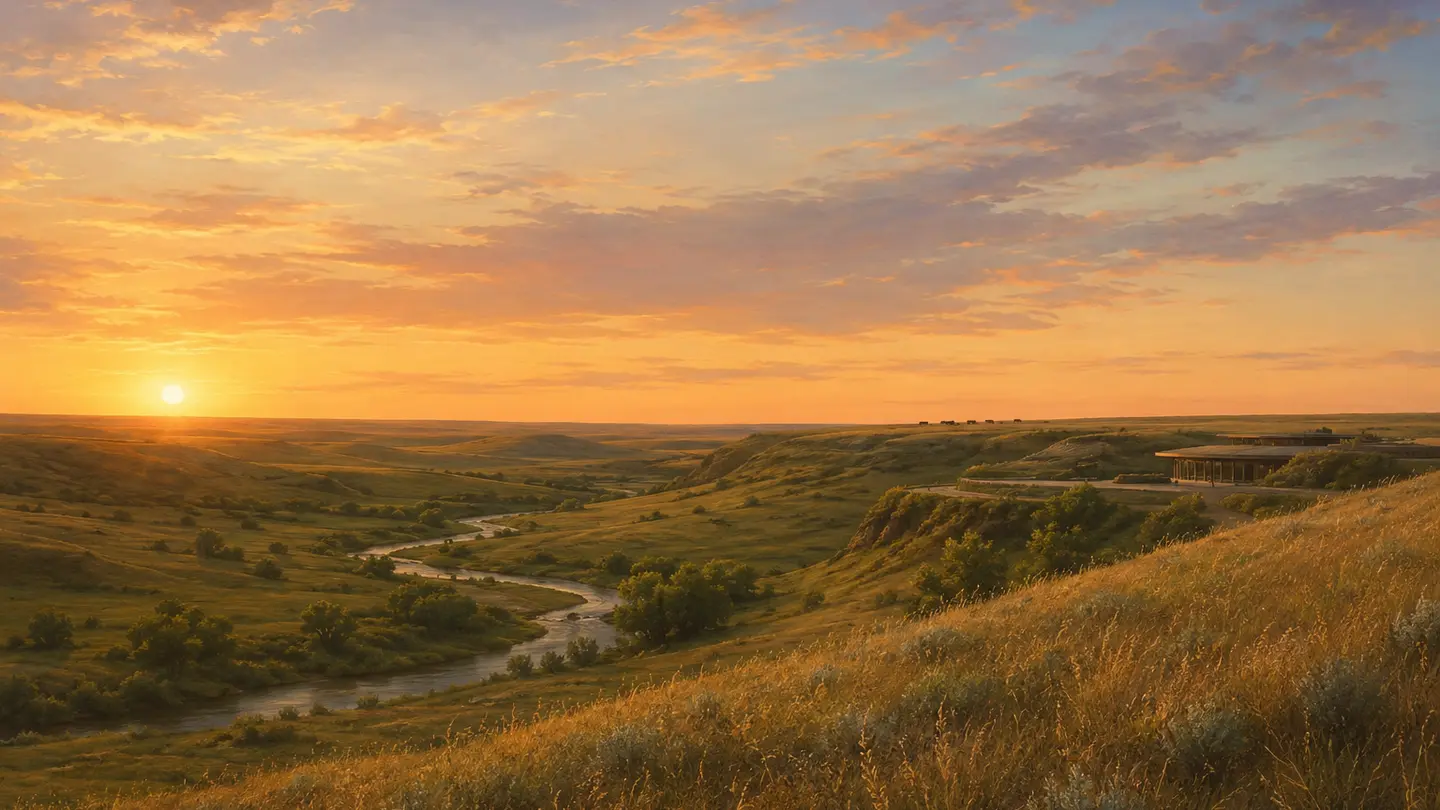 Illustration réaliste créée pour Orabel représentant Wanuskewin Heritage Park